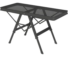 Koduva Reguliuojamas stovyklavimo stalas, sulankstomas, metalinis grotelių stalviršis, juodas, 90 x 40,5 x 48-58 cm