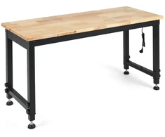 Koduva Reguliuojamo aukščio darbastalis su metaliniu rėmu, lentyna įrankiams ir lizdais, juoda/natūrali, 122 x 51 x 68-101 cm