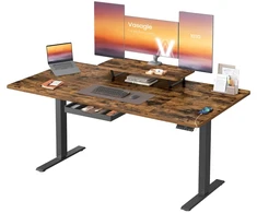 Koduva Reguliuojamo aukščio rašomasis stalas 160 x 80 cm su monitoriaus lentyna, stalčiumi ir USB-C
