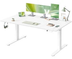Koduva Reguliuojamo aukščio rašomasis stalas, 160 x 80 cm, USB-C, atminties funkcija, matinė balta