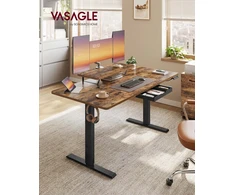 Koduva Reguliuojamo aukščio rašomasis stalas 140 x 70 cm, su monitoriaus stovu, stalčiumi ir USB-C, rudas