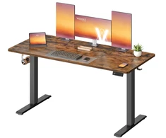 Koduva Reguliuojamo aukščio rašomasis stalas, 140 x 60 cm, medžio drožlių plokštė ir plienas, rudas