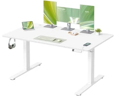 Koduva Reguliuojamo aukščio rašomasis stalas, 140 x 80 cm, matinis baltas, su USB-C