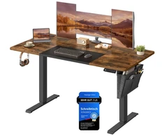 Koduva Reguliuojamo aukščio rašomasis stalas, elektrinis, 140 x 60 x 72–120 cm, vintažinės rudos-juodos spalvos