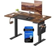 Koduva Reguliuojamo aukščio rašomasis stalas, vintažinės rudos-juodos spalvos, 120 x 60 x 72-120 cm