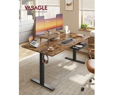 Koduva Reguliuojamo aukščio rašomasis stalas 160 x 80 cm su monitoriaus lentyna, stalčiumi ir USB-C