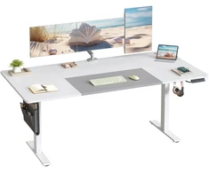 Songmics Reguliuojamo aukščio rašomasis stalas, 180 x 80 cm, balta-pilka, su atminties funkcija
