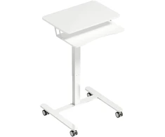 Koduva Reguliuojamo aukščio riedantis sit-stand stalas, baltas, 65 x 60 x 71-107 cm