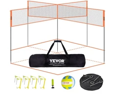 VEVOR Reguliuojamo aukščio tinklinio ir badmintono tinklo rinkinys JH-205, oranžinis, su nešiojimo krepšiu