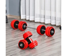 Koduva Reguliuojamų hantelių ir štangos rinkinys, raudona / juoda, 30 kg