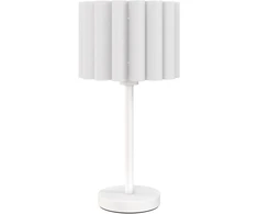 Koduva Retro stiliaus stalinė lempa, naktinė lempa, plastikinis gaubtas, baltas, E27, 48,5 cm