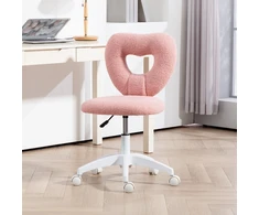 Koduva Rožinė biuro kėdė su širdelės formos atlošu, Teddy fleece, 78-88 cm