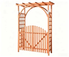 Koduva Rožių arka iš fir medienos su pakabinamu stogu ir grotelėmis, 161 x 60 x 216 cm, oranžinė