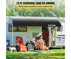 Koduva RV markizės audinys VEVOR, 524 x 240 cm, vinilas, PVC, anglies pilkumo perėjimas
