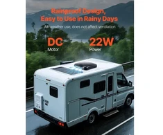 Koduva RV stogo ventiliatorius VEVOR HQS-36AY, 12 V, 22 W, su nuotoliniu valdymu, dūminis, 41 x 41 x 25 cm