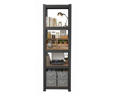 Koduva Sandėliavimo lentyna, 2 vnt. rinkinys, 5 lentynos, 150 x 37 x 37 cm, iki 400 kg, ruda-juoda