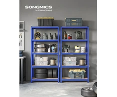 Songmics Sandėliavimo lentynos, 2 vnt., 180 x 90 x 40 cm, mėlynos, plienas ir MDF, 5 reguliuojamos lentynos