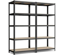 Koduva Sandėliavimo lentynos, 2 vnt., 200 x 100 x 50 cm, plienas ir MDF, juodos