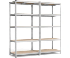 Koduva Sandėliavimo lentynos, 2 vnt., 200 x 100 x 50 cm, plienas ir MDF, sidabrinės