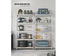 Songmics Sandėliavimo stelažas, sidabrinis, iš cinkuoto plieno ir MDF, 180 x 90 x 40 cm, apkrova iki 875 kg