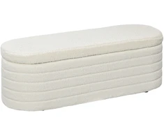 Koduva Sandėliavimo suoliukas, teddy fleece, kreminė balta, 116 x 41 x 40,5 cm
