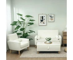 Koduva Saugojimo pufas su daiktadėže, kreminės baltos spalvos, 84 l, 115 x 50 x 43 cm