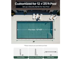 Koduva Saugus baseino uždangalas VEVOR, PVC, 4 x 8 m, anglies spalvos