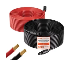 Koduva Saulės modulių ilginimo kabelis VEVOR, 19,9 m + 19,9 m, 10 AWG (6 mm²), juodas / raudonas
