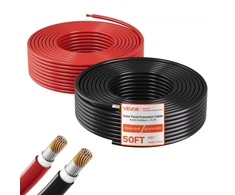 Koduva Saulės panelių ilginamasis kabelis VEVOR, 15,2 m, juodas + raudonas, 10 AWG (6 mm²)