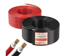 Koduva Saulės panelių ilginimo kabelis VEVOR, 30 m, 10 AWG (6 mm²), juodas + raudonas, 2 dalių rinkinys
