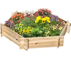 Koduva Šešiakampė pakelta lysvė DIY, medinė augalų dėžė, natūrali, 100 x 92 x 16 cm