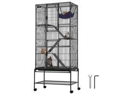 VEVOR Šeškų narvas JM-XC-085, 4 aukštų, juodas, 76 x 46 x 176 cm