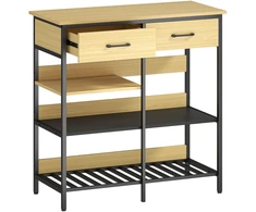 Koduva Sideboard spintelė, komoda su 2 stalčiais, 3 atviromis lentynomis, natūralaus medžio spalva, 90 x 40 x 91 cm