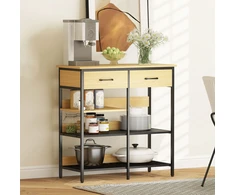 Koduva Sideboard spintelė, komoda su 2 stalčiais, 3 atviromis lentynomis, natūralaus medžio spalva, 90 x 40 x 91 cm