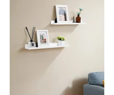 Koduva Sieninė lentyna, 2 vnt. komplektas, balta MDF, 60 x 10 cm, plaukiojanti lentyna nuotraukoms ir knygoms
