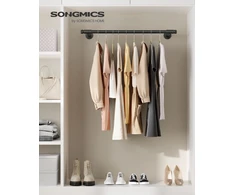 Songmics Sieninis drabužių stovas, 2 vnt., plieno, juodas, 30 x 84 x 7 cm