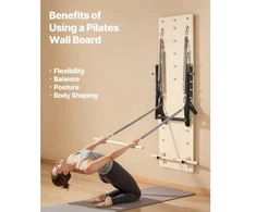 Koduva Sieninis Pilates reformeris VEVOR B44-F, klevo mediena, 183 x 56 x 62 cm