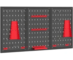 Koduva Sieninis skylių panelių organizavimo rinkinys, 60 x 40 cm, 28 vnt., juodas/raudonas