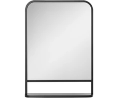 Koduva Sieninis veidrodis su metaliniu rėmu ir lentynėle, juodas, 70 x 10,2 x 50 cm