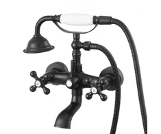 Koduva Sieninis vonios maišytuvas VEVOR clawfoot tipo voniai su rankiniu dušu, žalvaris, matinė juoda, 14 x 22 x 30 cm