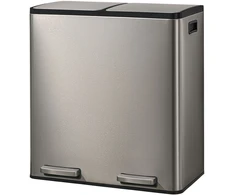 Koduva Šiukšliadėžė su 2 skyriais, 2 x 30 l, pedalinis dangtis, soft-close, sidabrinė