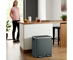 Koduva Šiukšliadėžė su pedalu, 30 l, 2 skyriai po 15 l, plienas, dūmų pilka