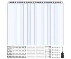 Koduva Skaidri PVC juostinė užuolaida VEVOR, 8 vnt., 1,2 x 2,1 m, storis 2 mm