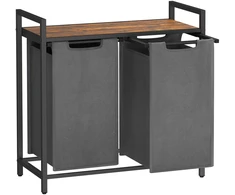 Koduva Skalbinių krepšys su 2 skyriais, 2 x 46 l, MDF, plienas ir Oksfordo audinys, 73 x 33 x 72 cm