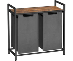 Koduva Skalbinių krepšys su 2 skyriais, 2 x 46 l, MDF, plienas ir Oksfordo audinys, 73 x 33 x 72 cm
