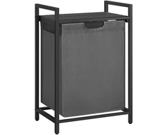 Koduva Skalbinių rūšiavimo krepšys su lentyna, 2 x 46 l, metalinis rėmas, juodos ir pilkos spalvos