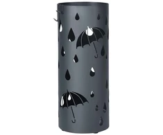Songmics Skėčių stovas, antracito spalvos, metalinis, su išimamu vandens padėklu ir 4 kabliukais, 49 x Ø 19,5 cm