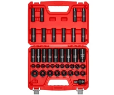 VEVOR Smūginių galvučių rinkinys 69300002, 39 dalių, 9-30 mm, CR-V plienas, raudonas dėklas