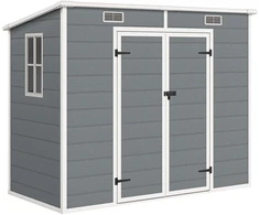 Koduva Sodo pašiūrė 2,4 x 1,3 m, plastikinis sodo namelis su grindimis, langas, užrakinamos durys, pilkas