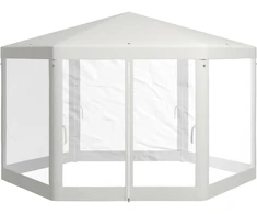 Koduva Sodo pavėsinė, 6 kampų, tinklelinės užuolaidos, metalinis rėmas, 394 x 341,2 x 250 cm, kreminė
